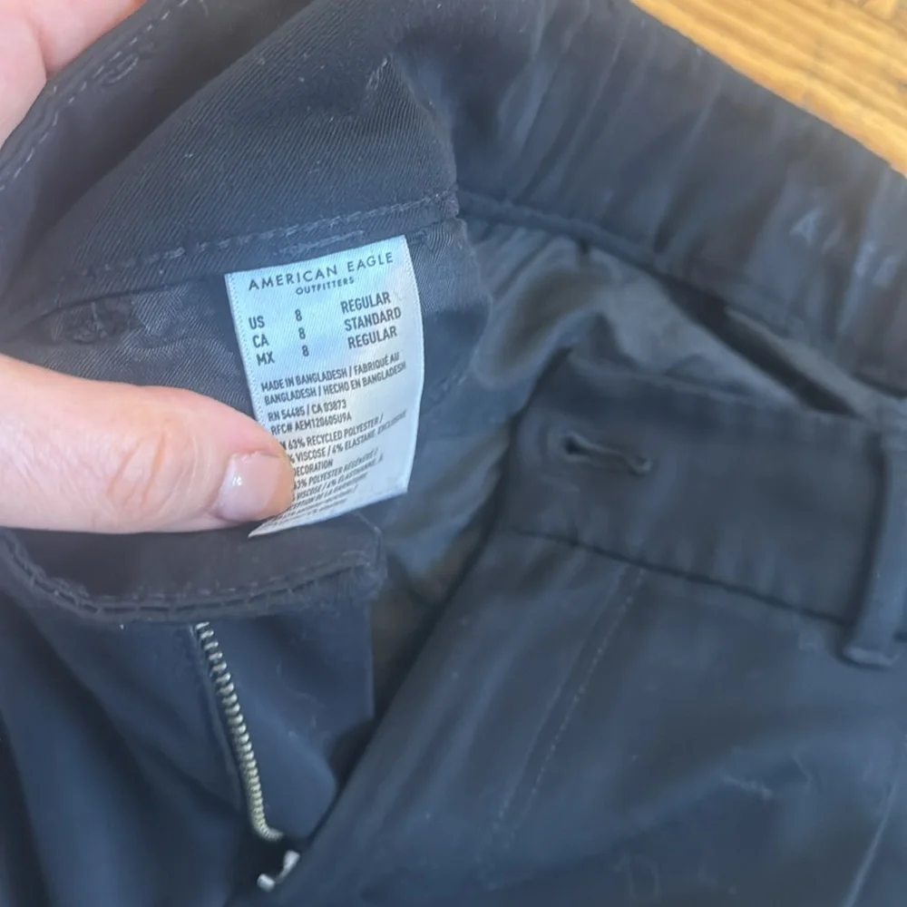 American eagle super wide leg high rise trouser pant size 8 black - Picture 5 of 5